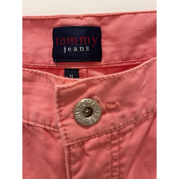 Vintage TOMMY HILFIGER Y2K Hip Short Denim Jean Shorts Pink Low Rise Size 11 - Picture 4 of 8